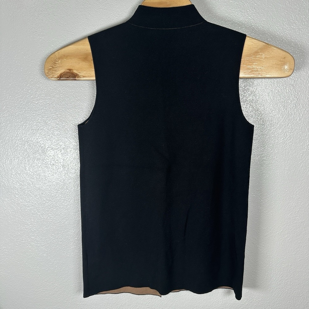 Lafayette 148 Sleeveless Sweater Vest Womens Medium Black Mock Neck Crossover - Picture 3 of 4